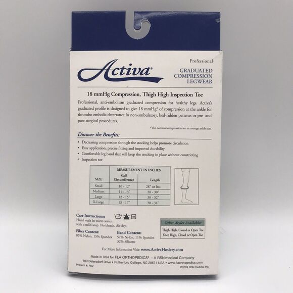 Activa Anti Embolism 18 mmHg Compression Sm. Thigh High Inspection Toe Stockings - Picture 3 of 7